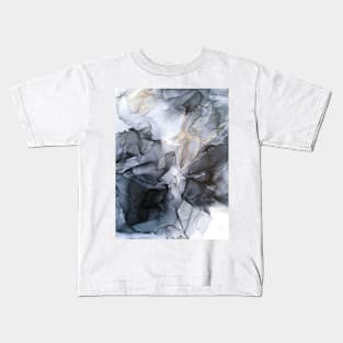 Calm but Dramatic Light Monochromatic Black & Grey Abstract Kids T-Shirt